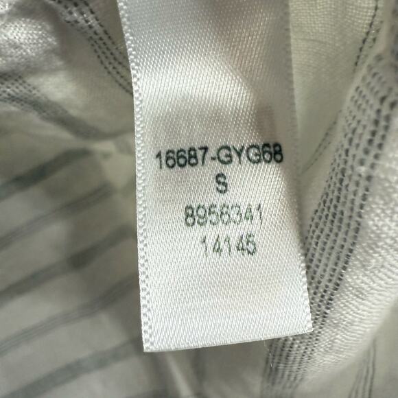 AYR 100% Linen Long Sleeve Tunic Shirt Women S White‎ Gray Striped Lagenlook - Picture 4 of 7